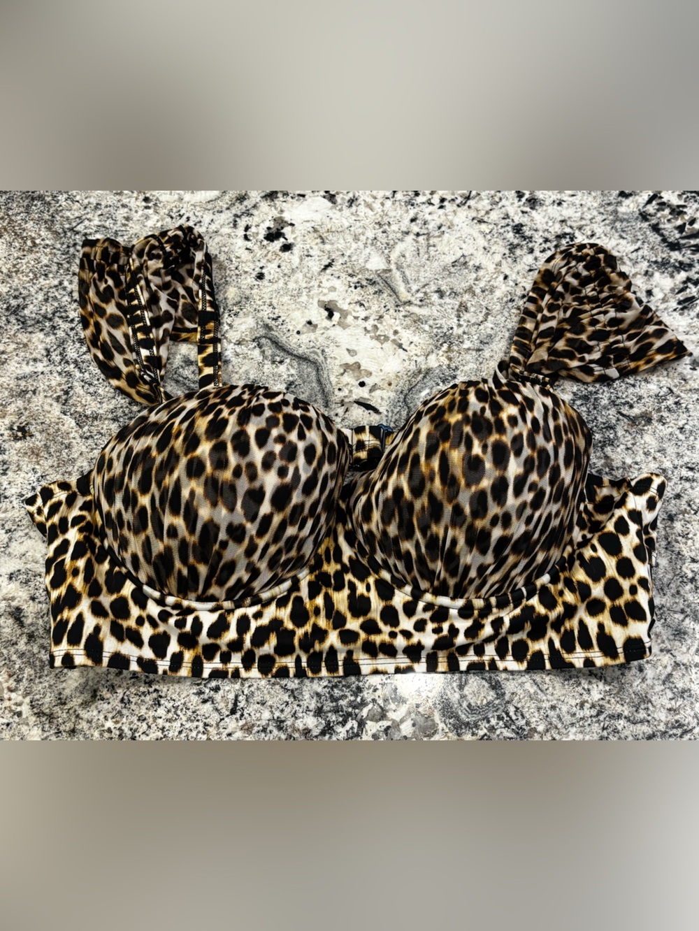 torrid Leopard-Print Padded Bikini Top in Black & Brown D /DD
